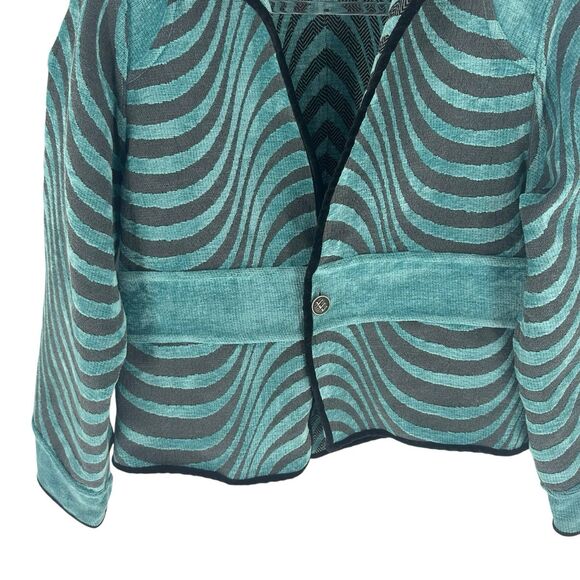 Khangura Jacket Womens Large Blue Tapestry Reversible Animal Print Art to Wear - Picture 9 of 16